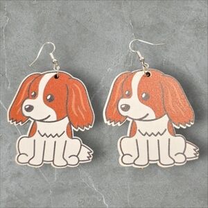 Wooden Dog Dangle Earrings